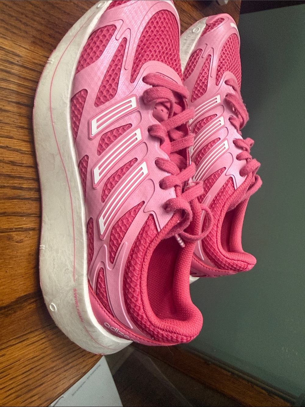 adidas Pink Big Kids Sneakers with White Accents (4.5 Y/ 6W)